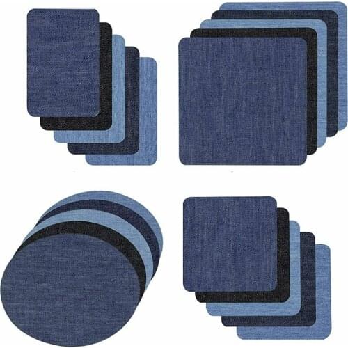 20PCS Ironing Stitching Denim Fabric Patch DIY Iron on Patch Appliques Jeans Pants Knee Clothing Stickers