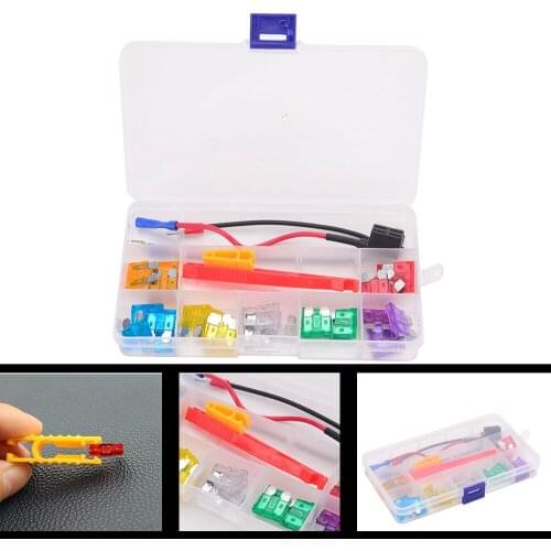 28Pcs car auto Blade Fuse Kit 5A 10A 15A 20A 25A 30A 35A with FUSE PULLER Fuse Dimensions:19mm x 5mm x 18.5mm