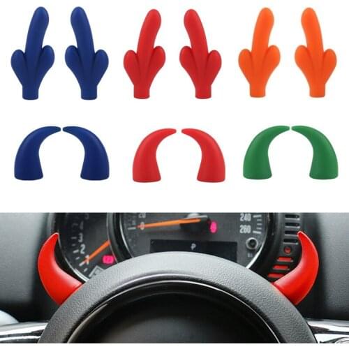 3D Demon Horns Car Steering Wheel Decoration Cartoon Stickers Car Styling For MINI Cooper Accessories