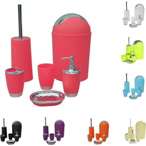 6PCS Solid Luxury Plastic Bathroom Accessories Set Bath Set Bath Storage 8 Colors