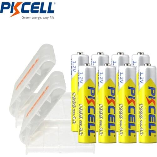 8PCS PKCELL AAA 1000mah 1.2v NIMH AAA rechargeable battery NI-MH 3A batteries battery rechargeable