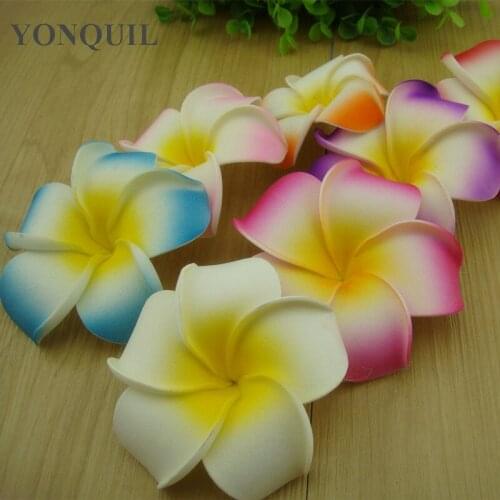 9CM 50 Pcs/Lot Foam Hawaiian Plumeria Flower Frangipani Flower Hairclips Bridal Hairclips Wedding Headwear Accessories 7Colors