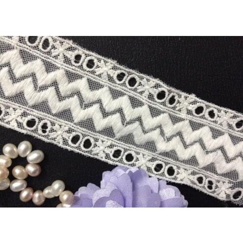 Free shipping 5.5cm high quality T/C net base and cotton embroidery lace, cotton trimming, lace trim,XERY1042589