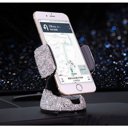 Diamond-mounted Phone Holder 360 Degree Rotate GPS Stand Car Dashboard Bracket Stand for iPhone 8 7 Plus 6