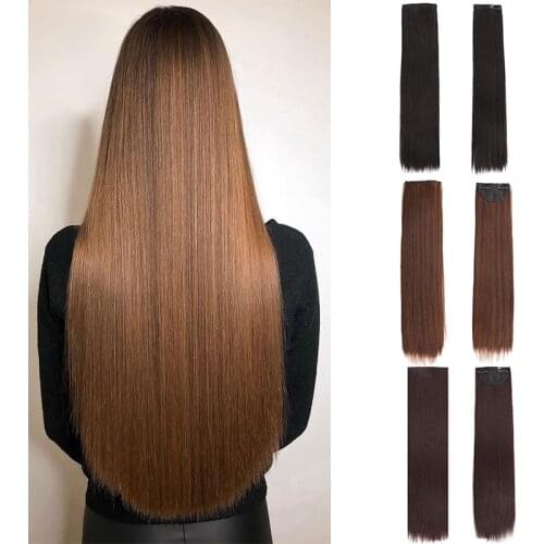 DIANQI synthetic hair long straight 2 clips on hair extension different lengths for women
