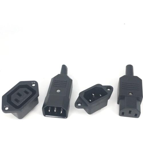 IEC320 C14 C13 Electrical AC Socket 3 Female Male Inlet Plug Connector 3pin Socket Mount