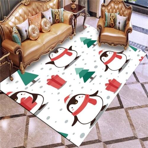 3D Print Penguin Carpet Christmas Gift Area Rug Play Crawl Floor Mat For Living Room Large Mats Happy New Year Home Playmate Rug