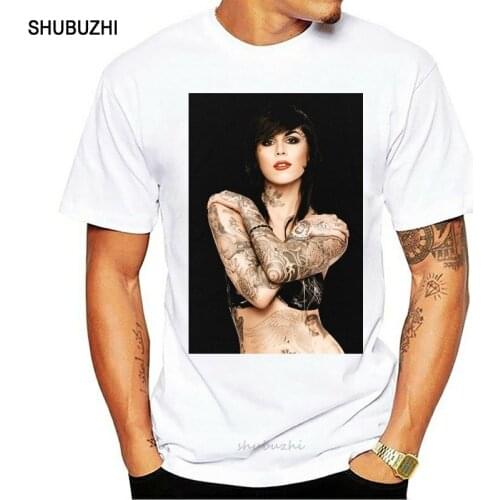 Kat Von D Tattoo Girl Hug Birthday Present Summer Short Sleeve Black T-Shirt Birthday Gift Tee Shirt