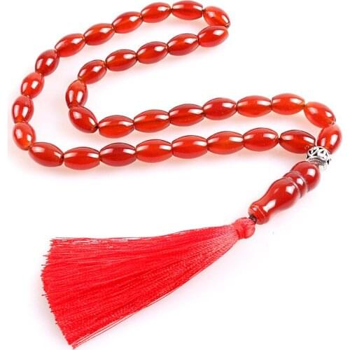 New arrival Natural stone Red tassel 33 Prayer Beads Islamic Muslim Tasbih Allah Mohammed Rosary For Men&Women Jewelry