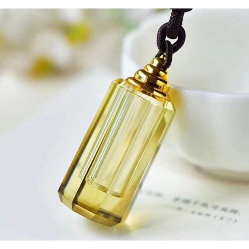 Wholesale Yellow Natural Crystal Pendants Eight angle Wishing Bottle Pendant Necklace Lucky for Women Men Blessing Jewelry