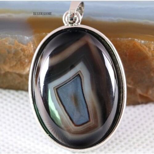 Necklace Pendant Oval CAB Cabochon Natural Stone Beads Black Veins Onyx Women Jewelry Gift 1Pcs K666 Free Shipping
