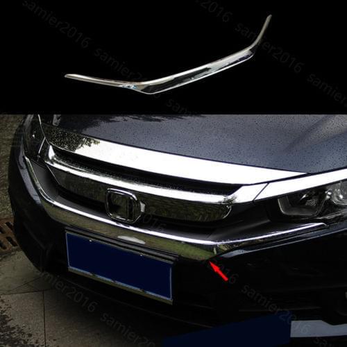 Fit For Honda Civic 16-2017 Chrome Moulding Front Bumper Grille Grill Cover Trim