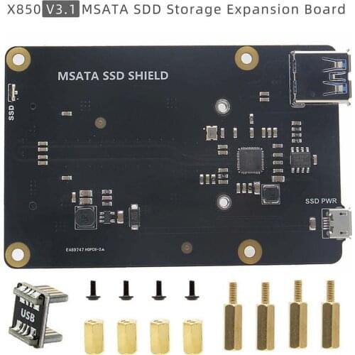 Raspberry Pi mSATA SSD Storage Expansion Board X850 V3.1 Shield for Raspberry Pi 3 Model B+(Plus)/3B/2B