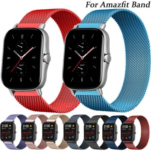 Magnetic Loop Strap For Xiaomi Huami Amazfit GTS 2 Mini 2E GTR 42MM Smart Watch Band 20MM Metal Belts For Amazfit Bip S U Lite