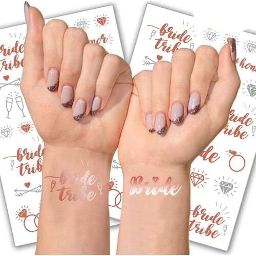 Rose gold theme Bridal Shower Bachelorette hen party wedding bride to be decoration gift Diamond Bridesmaid maid of honor Tattoo