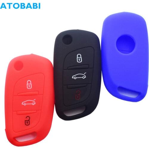 Silicone Car Key Cases 3 Buttons Folding Remote Fobs Shell Protector Cover For Peugeot 207 307 308 For Citroen C2 C3 C4 C5 C6 C8