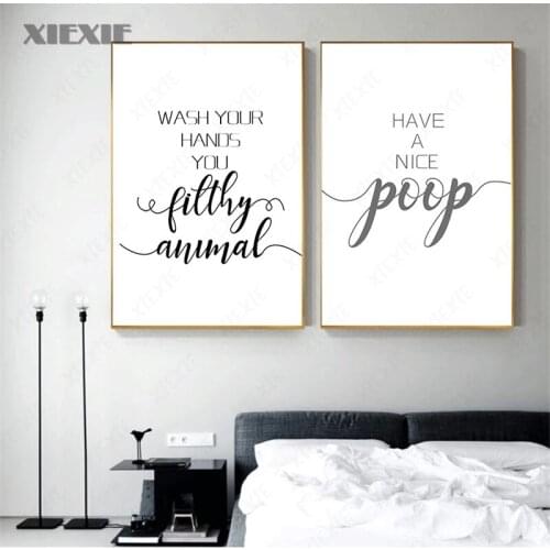 Nordic Modern Toilet Sign Bathroom Decorations Print Wall Art Canvas Painting Poster Quotes Art Pictures Prints Home Decor