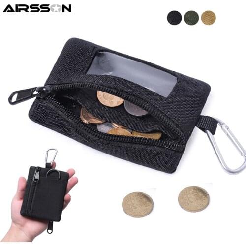 1000D Tactical Wallet Pouch Waterproof EDC Waist Bag Coin Purse Key Card Holder with Carabiner Zipper Pocket Outdoor Sports Bag
