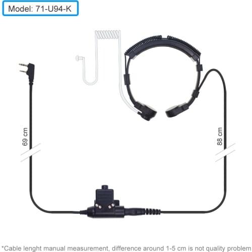 U94 PTT Cable Extendable Throat Microphone Headset PTT Walkie Talkie Earpiece For TYT Baofeng UV-5R UV-82 Two-Way Radio