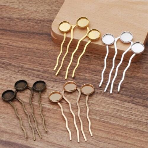 5pcs/lot 4 Teeth Comb Hair Accessories 12mm Cabochon Base Blank Hairpin Hair Wear Vintage Barrette DIY Jewelry Findings