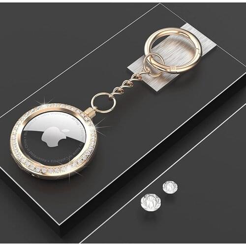 For Apple Airtags Luxurious Metal Diamond Protective Sleeve Case for Apple Locator Tracker Anti-lost Device Keychain For Air Tag