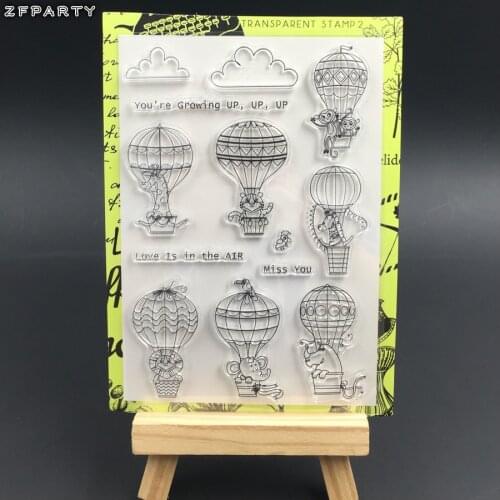 ZFPARTY Cute Animals Transparent Clear Silicone Stamp for DIY scrapbooking/Card Making/Kid Fun Decoration Hot Air Balloon