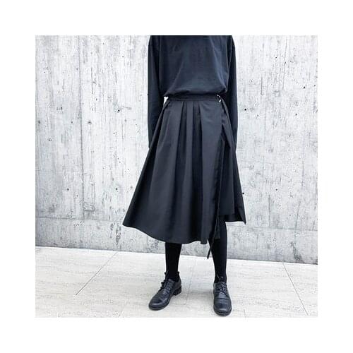 Dark Japanese Retro yamamoto-style half-length Skirt Spring and autumn mid-long irregular lace waist dress