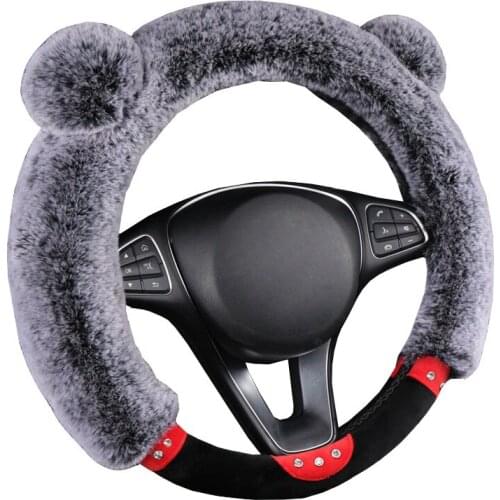 Winter Rabbit-Like Plush Car Steering Wheel Cover For Most Steering-Wheel Carpet Soft 37-38 CM 14.5 "-15" Braid on Hand Bar