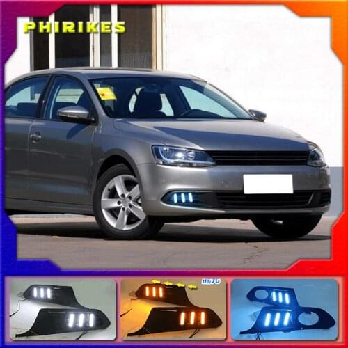 1 Set 12v LED For Volkswagen VW Jetta Sagitar 2012 2013 2014 DRL Daytime Running Lights Daylight ABS Fog Lamp Cover