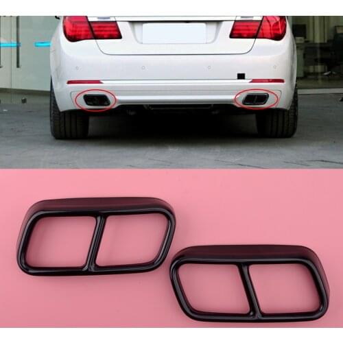 1Pair Black Car Exhaust Muffler Pipe Tip Cover Trim Fit For BMW 7 Series F01 F02 F04 2014 2013 2012 2011 2010 2009