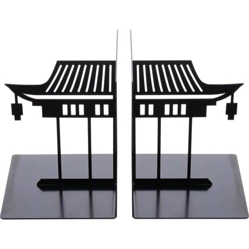 1 pair of Practical Metal Bookends Chinese Style Bookshelf Book Stands