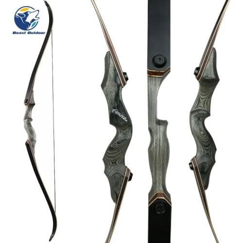 30-50bls 60 Inch Archery Black Hunter Recurve Bow Left Right Hand Glassfiber Sheet Lamination Process for Hunting Shooting Bow