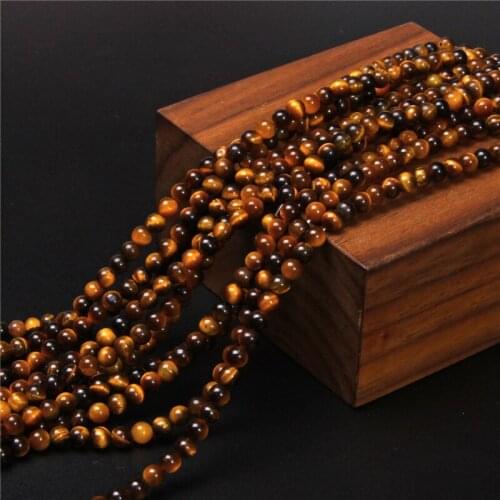 4mm Smooth Natural Beads Yellow Gold Tiger Eye Loose Round Beads 15" Strand For Bracelet Necklace Jewelry Making DIY Accessorie