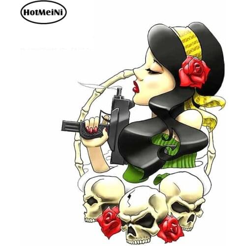 HotMeiNi 13cm x 11.5cm Black Haired Woman Car Stickers Graffiti Decal Vinyl Car Wrap Suitable For VAN RV SUV Decoration