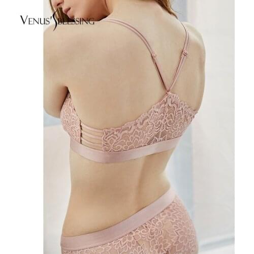 Sexy Lace cup Bra Set Bralette Women Ultrathin Cotton Triangulation Y-line Straps None Closure Sexy Bras Backless lingerie BH