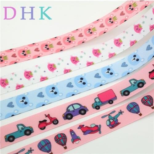 DHK 7/8'' 5yards cat car plane animals Printed Grosgrain Ribbon Accessory hairbow headwear decoration Wholesale DIY OEM E1700