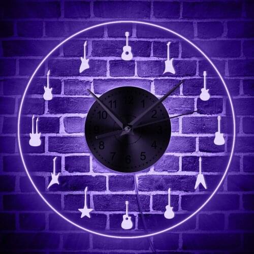 Guitar Family Acrylic Wall Clock Musical Instrument Led Light Wall Lighting Guitar Breeds Home Decor Lamp Wall Art Musician Gift