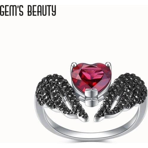 Gems Beauty High-quality 925 Sterling Silver Ring Fine Jewelry Fashion Creative Black Swan Red Garnet Original Wedding Ring
