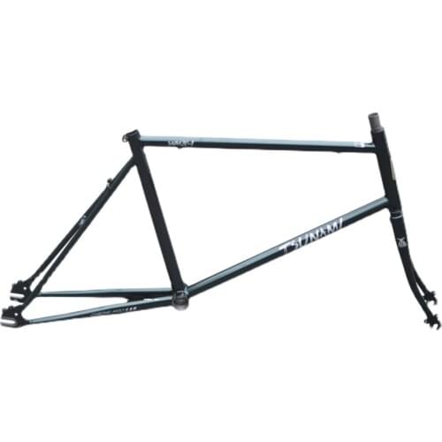 Tsunami 20 Inch 406 Small Wheel Steel Single Speed Bicycle Frame Chrome Molybdenum Material Dark Green Retro Bike Frameset