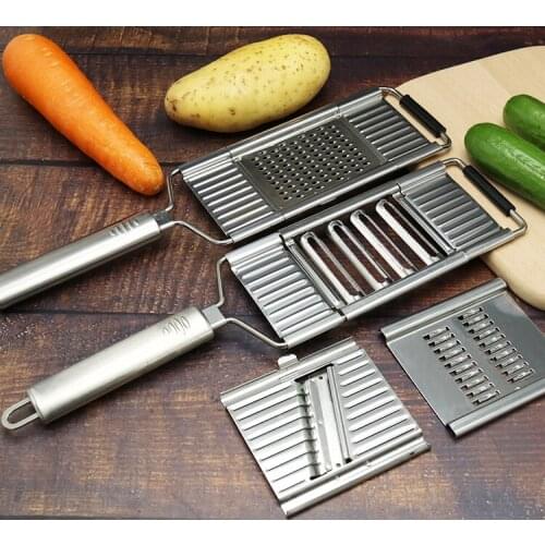 3-in-1 Multi-Purpose Vegetable Slicer Stainless Steel Fruit Potato Peeler Grater Shredders Food Chopper Cutter Kitchen Tools