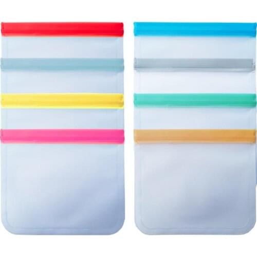 Reusable Sealed Food Storage Bags PEVA Sandwich Bag Freezer Storage Silicone Self-Sealing Food Fresh Bag Kitchen Storage