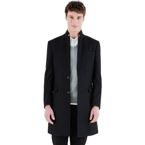 BASIQUE high quality 2015 spring autumn men black stripe 100% wool single breasted long suits jackets warm fashion man wedding