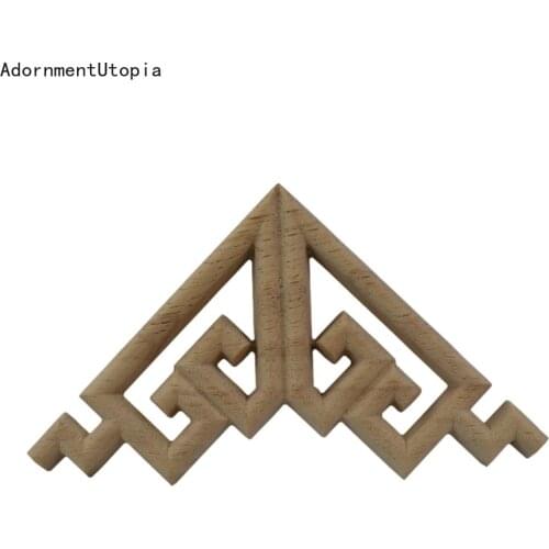 4PCS New Floral Wood Carved Decal Corner Appliques Frame Wall Doors Furniture Woodcarving Decorative Wooden Figurines Crafts