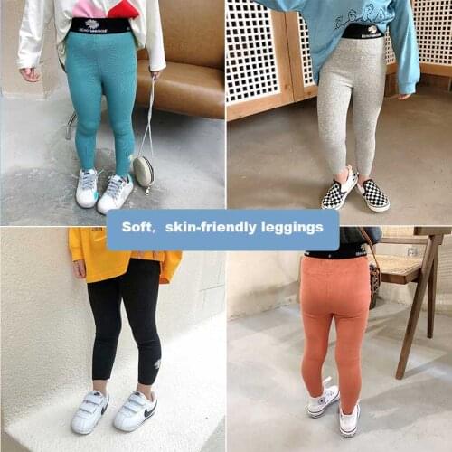 Korean Autumn Kids Ribbed Leggings Baby For Girls Girl Toddler Babies Legging 7 Years Pants Flowers Print Childrens Pant Black