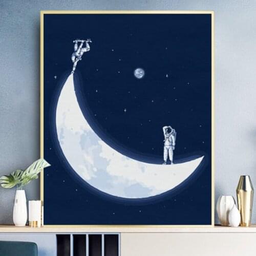 Cartoon Space Astronaut Painting by numbers 50x40cm Universe Planet Exploration Poster Home Decor Painting Wall Art Pictures