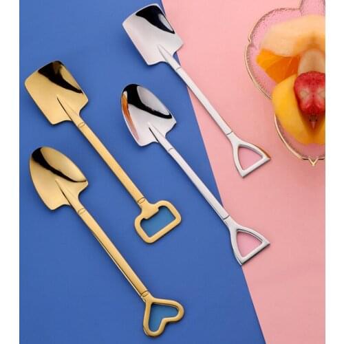 Retro Tip Flat Shovel Coffee Tea Ice Cream Watermelon Spoon 304 Stainless Steel Dessert Spoons Bar Home Fashion Tableware