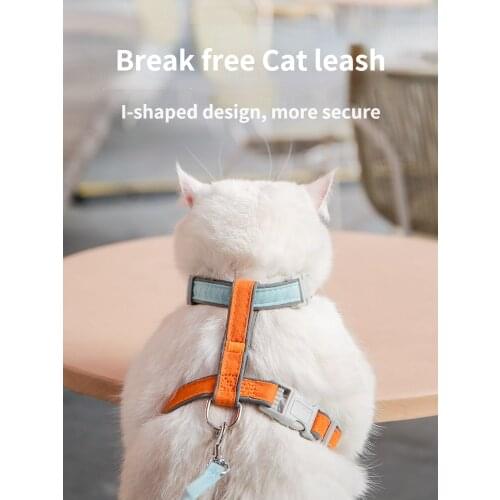 Pet cat collar Going out cat leash Harness for cats walking rope artifact Adjustable anti-strike kitten collar accessories