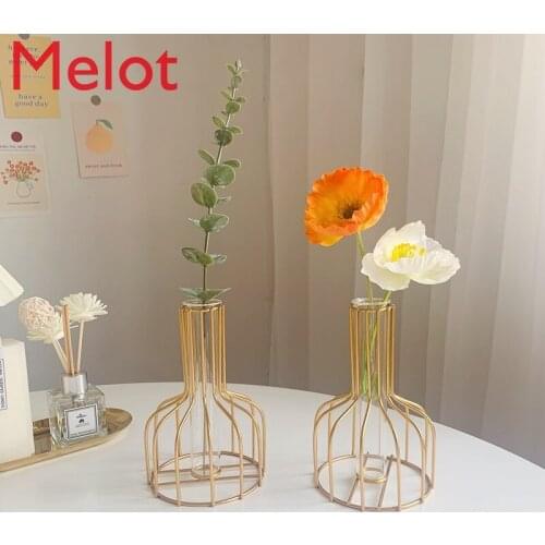 Simple Desktop Light Luxury Vase Wrought Iron Living Room Bedroom Flower Arrangement Dried Flower Ornament Decoration Metal