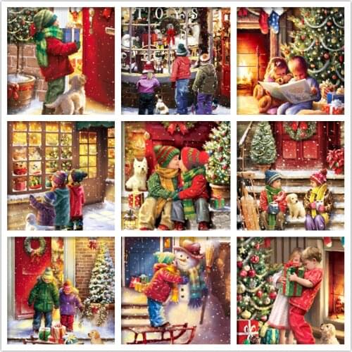 Christmas Cross Stitch Winter Home Decoration 5d Diy Diamond Embroidery Kids Square/round Diamond Painting