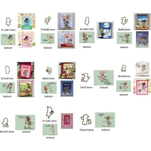Character Series Girl and Boy Warm Words Metal Cutting Dies&transparent Clear Stamps for Diy Scrapbooking Album New Paper Cards